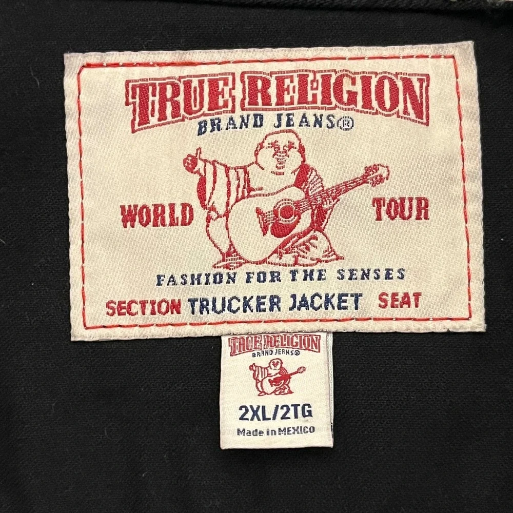 True Religion Trucker Jacket 2XL NWT Black Super T World Tour Deadstock Denim